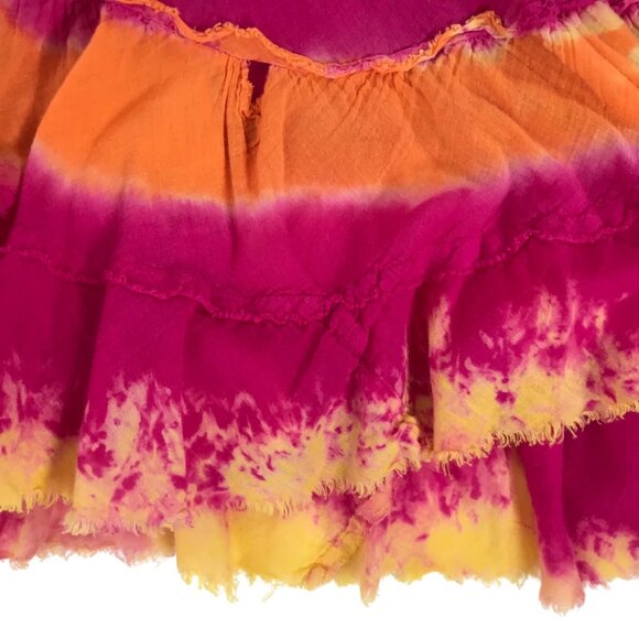 Vintage Y2K Pink Tie Dye Boho Fairycore Low Rise Beachy Hippie Maxi Skirt / L - Picture 5 of 9